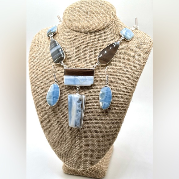 Blue Oweyhee Opal Necklace & Earrings Set - Picture 5 of 7